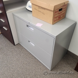 Hon Grey 2 Drawer Lateral File Cabinet, Locking